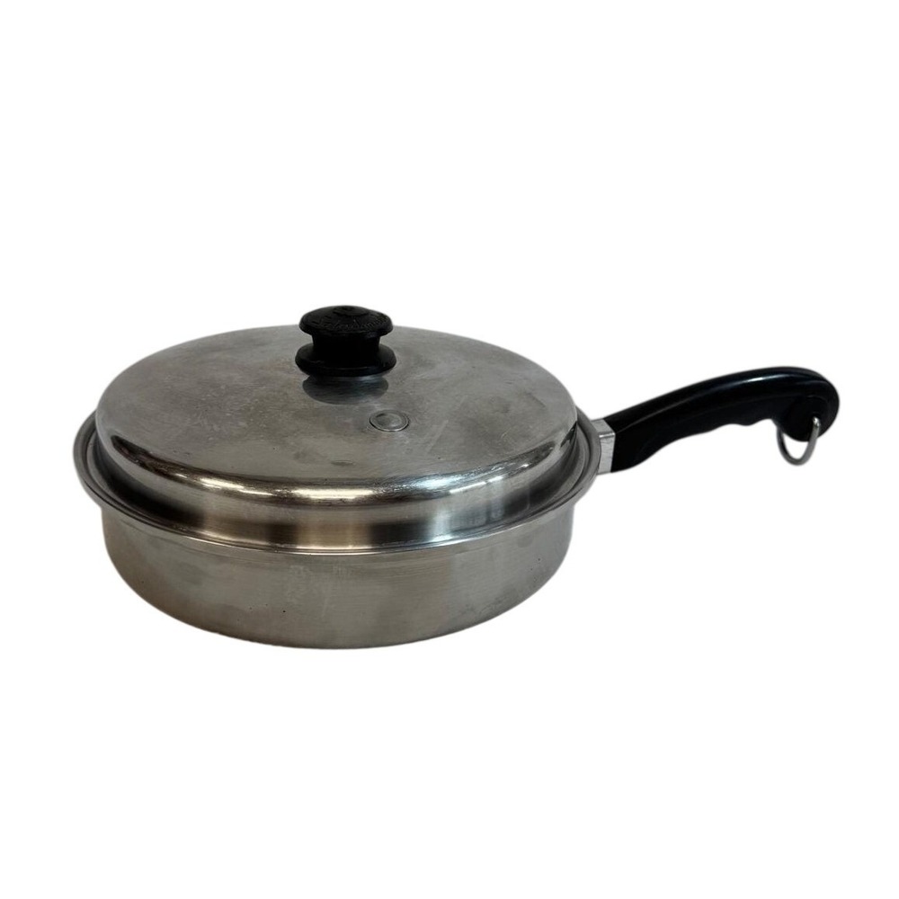 Saladmaster 10 Inch Stainless Steel Skillet Pan Silver Black Handle Lid
